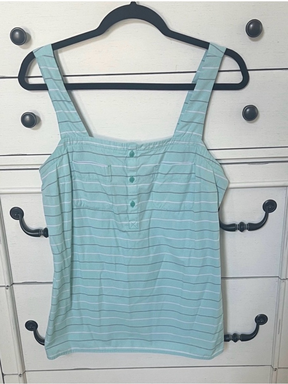 The North Face Mint Green Striped Square-Neck Tank